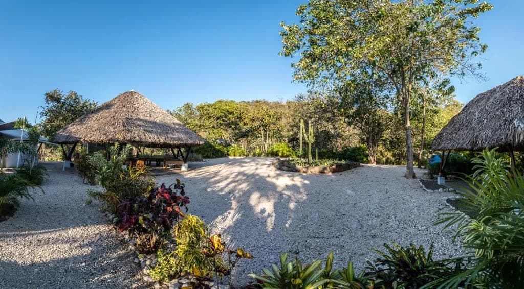 Mikado Natural Lodge aerial view of bungalows in Guanacaste rainforest